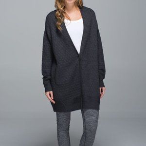 Lululemon Dark Grey 100% Merino Cardi All Day Cardigan in "Heathered Black" M